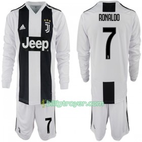 Billige Fotballdrakter Juventus Ronaldo 7 Barn Hjemmedraktsett 2018/19 Langermet